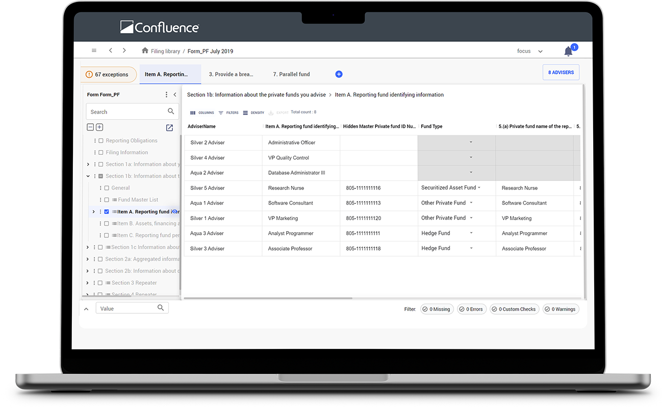 Omnia-product-Fund-info-(Form-PF)-Laptop reporting solution laptop screenshot