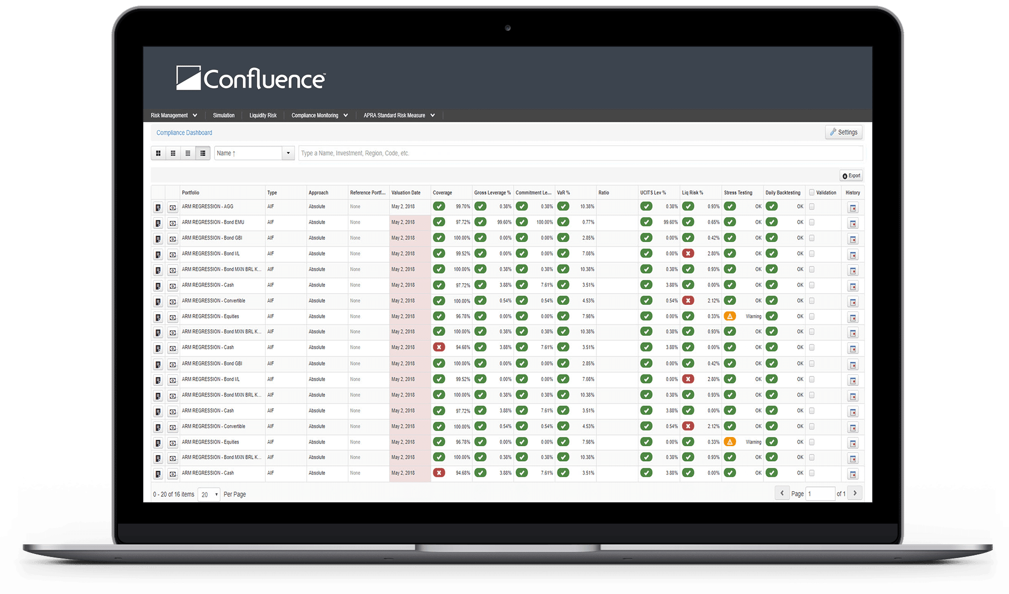 Regulatory compliance screenshot regulatory compliance and risk reporting screenshot on laptop view