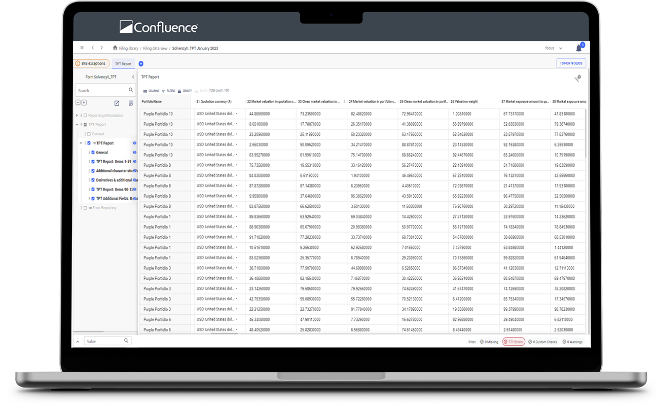 solvency-II reporting solution laptop screenshot